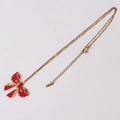 Collier MIYUKI en acier inoxydable avec pendentif nœud perlé fait main rouge et or - Nœud / Rouge