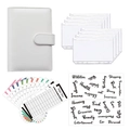 A6 white PU leather binder budget set with clear zipper pockets and sticker labels - A6 / White