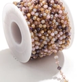 Colorful faceted crystal bead chain on spool for DIY stainless steel jewelry making - Gold-Brown Multi