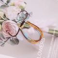 Close-up of handmade multi-layer beaded bracelet with woven adjustable cord - Brown Orange Blue Mixed(6#)