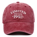 Casquette vintage en coton bordeaux avec broderie blanche Limited Edition 1992 - Réglable / Bordeaux