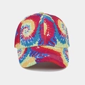 Detailed view of colorful tie-dye baseball cap with vibrant rainbow swirl pattern - Red Yellow Blue Green Spiral Tie-Dye (5#)