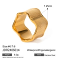 Golden wide wave stainless steel ring with size specs and waterproof features - US 6 / Multi-layer Wave Wide Style (JDR2406014-6)