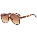 Classic aviator sunglasses with tortoiseshell frames and brown gradient lenses - Demi Frame Gradient Tea Lens