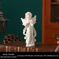 White resin angel girl praying statue ornament with matte finish, small 14cm desktop decor - White Small