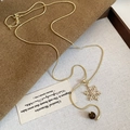 Golden snake chain necklace with snowflake zircon pendant and tiger eye stone bead - Gold Snake Chain Zirconia Snowflake Necklace