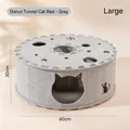 Túnel de fieltro gris para gatos, cama de donut grande con orificios redondos - Grande / Gris