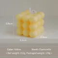 Yellow geometric cube bubble candle with chamomile scent, 6.3x6.3x5.9cm handmade wax decor - Yellow (Chamomile)