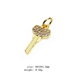 Gold key pendant with micro-pave cubic zirconia and dimensions 8x15x1.5mm - Exquisite Key (16#)
