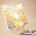 DIY paint by numbers kit featuring 12-color sunset seascape with canvas and wooden easel - AVN5 Sunset Sea View