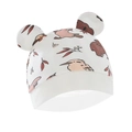 White newborn beanie with cute animal prints and 3D ears, soft cotton baby hat - Koala Beanie with Ears