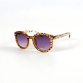 Kids round leopard print sunglasses with purple gradient lenses and UV400 protection - Leopard Print
