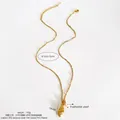 Gold plated stainless steel necklace with shell pendant and freshwater pearl detail - Golden Long Conch