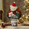 Kerstboeket met witte beer, mini-kerstman en boom in een feestelijke cilinderbeker - Stijl 1