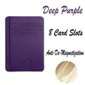 Slim deep purple pebbled leather card holder with 8 slots and RFID blocking protection - Anti-magnetic 8 Slots / Deep purple