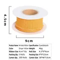 Ginger yellow ruffled linen ribbon for flower bouquet and gift cake wrapping - 4cm Cardboard Roll / Ginger Yellow
