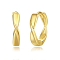 Poliert S925 Sterling Silber Mobius Creolen in Gold mit elegantem gedrehtem Design - 925er Silber / Gold