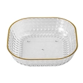 Luxury transparent square fruit plate with gold rim and elegant diamond textured finish - Diamond Plate (Transparent White)