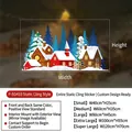 Christmas snowy cottage static window stickers size chart showing five dimensions - Snow Village Style (P-SD433) / Small (40x25cm)