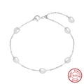 Baroque natural freshwater pearl bracelet in S925 sterling silver with five oval pearls - Silver Multi-Pearl Style (GPB08-P)