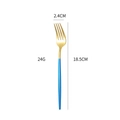 304 stainless steel dessert fork with blue handle and golden finish, 18.5cm length - Blue Gold Medium Fork