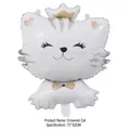 Cute white crown cat foil balloon for party decoration, measuring 72x52cm size - Princess Cat