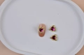 Golden heart nail art charm with ruby red gemstone and white rhinestones on nail - Gold Border Rose Red Heart Charm