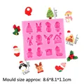 Pink silicone mold with Christmas tree and reindeer shapes for DIY chocolate making - Style 3 (17-813) / Pink