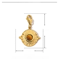 Detail showing dimensions and material of 26mm sun eye stone stainless steel pendant - Sunburst Yellow Stone-YF003-4