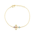 Bracciale in argento 925 con ciondolo a croce dorata e gemme colorate incastonate - Argento 925 / Oro 18K