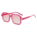 Gafas de sol de montura completa con doble puente, lentes degradadas y marco rosa claro - Montura Rosa Lentes Degradadas Rosas