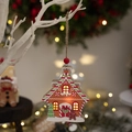 Φωτιζόμενο ξύλινο σπιτάκι gingerbread με ζεστό φως LED και κόκκινες χάντρες - Σπιτάκι Gingerbread Στυλ Β