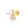 Golden F136 titanium Eiffel Tower labret stud earring with rectangular zircon - 3# Eiffel Tower Design (Gold)