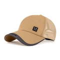 Cappellino sportivo bicolore kaki e grigio traspirante con patch M e scritta SPORTS - Regolabile / Cachi