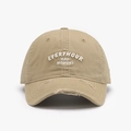 Gorra de béisbol caqui con bordado 3D blanco y detalles desgastados de estilo vintage - Ajustable / Caqui