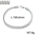 Silver stainless steel wheat chain bracelet with 195mm length and lobster clasp - Silver 195mmx3mm Style (KB139957-K)