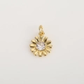 Golden sunflower pendant with zircon center for DIY jewelry making on white background - Sunflower