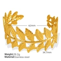 Golden titanium steel open cuff bracelet featuring hollow leaf design for women - Gold [Leaf Style]