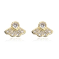 Orecchini minimalisti in rame placcato oro 18K con zirconi e conchiglia a forma di ventaglio - Oro
