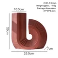 Modern brown ceramic vase in spiral U-shape with vertical ribbed texture for home decor - U-Shape Ribbed Vase 2181-1 Brown