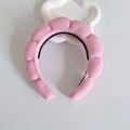 Pink plush sponge headband with inner non-slip teeth for high-volume hair styling - Pink With Non-Slip Strip