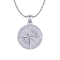 Silver S925 compass pendant necklace with north east south west engraving on twist chain - NMN02-Compass Silver Necklace