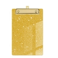 Glitter gold acrylic clipboard with a strong gold metal clip and hanging hole - Glitter - Gold