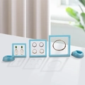 Light blue 3D floating jewelry display frame set with clear PE film and round bases - 7*7*2cm / Sky Blue