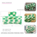 Detailed views of green checkerboard hair claw clip showing dimensions and material texture - Medium Large / Green Checkered