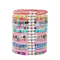 Colorful Bohemian layered Heishi clay bead bracelet set with heart charms - SY0106 (Set of 15/Heart)