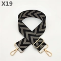 Detail of herringbone weave strap in black and beige with gold metal buckle - Black Beige
