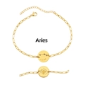 Detailed view of gold-plated Aries zodiac chain bracelet with engraved pendant. - Aries (1 Piece/Pack)