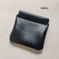Black leather mini cosmetic bag with automatic closing spring clip, size 8x8 cm - Small Black