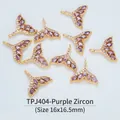 18K gold plated whale tail pendant with purple zircon stones, 16x16.5mm size - Fish Tail (16*16.5mm) / Purple